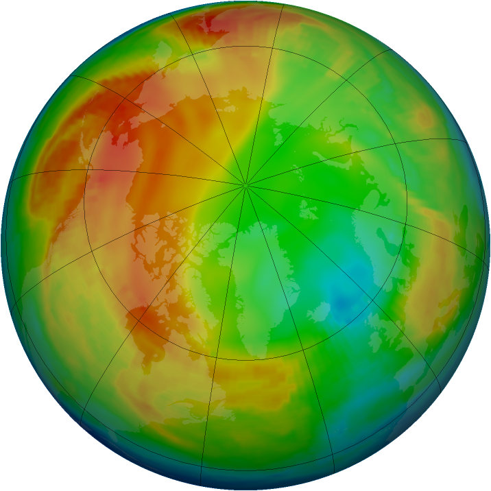 Arctic ozone map for 20 January 1998